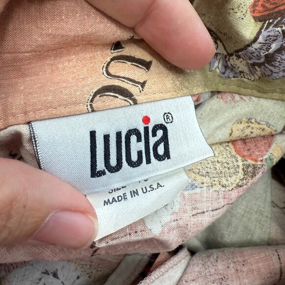 Vintage Lucia Caribbean Island Print Button Shirt Size 16 St Croix Tobago Floral - Picture 4 of 7